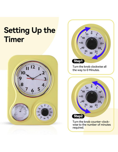 Reloj de Pared Retro Lily's Home con Termómetro y Temporizador