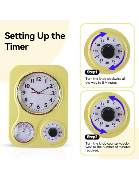 Reloj de Pared Retro Lily's Home con Termómetro y Temporizador