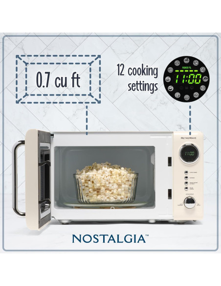 Horno Microondas Compacto Nostalgia 700W 19.8L Retro Marfil