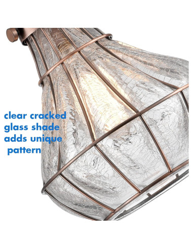 Lámpara Colgante Vintage YUBOLE de Vidrio Roto y Alambre Cobre