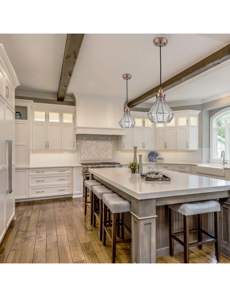 Lámpara Colgante Vintage YUBOLE de Vidrio Roto y Alambre Cobre