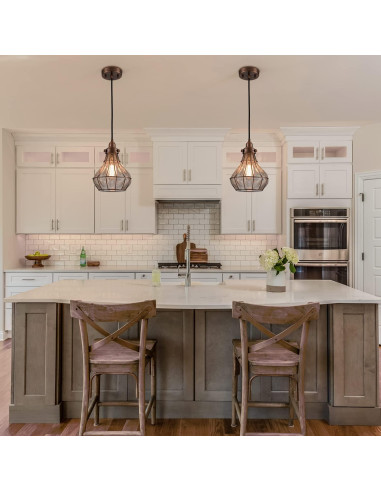 Lámpara Colgante Vintage YUBOLE de Vidrio Roto y Alambre Cobre