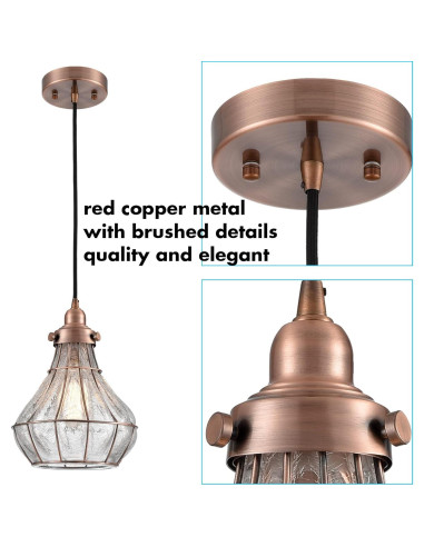 Lámpara Colgante Vintage YUBOLE de Vidrio Roto y Alambre Cobre