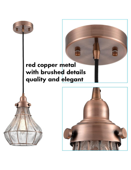 Lámpara Colgante Vintage YUBOLE de Vidrio Roto y Alambre Cobre