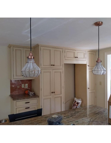 Lámpara Colgante Vintage YUBOLE de Vidrio Roto y Alambre Cobre