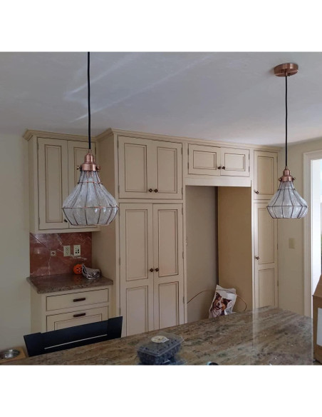 Lámpara Colgante Vintage YUBOLE de Vidrio Roto y Alambre Cobre