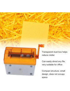 Trituradora de Papel Manual Plplaaoo 1L A6 A4 Doblado Naranja 2