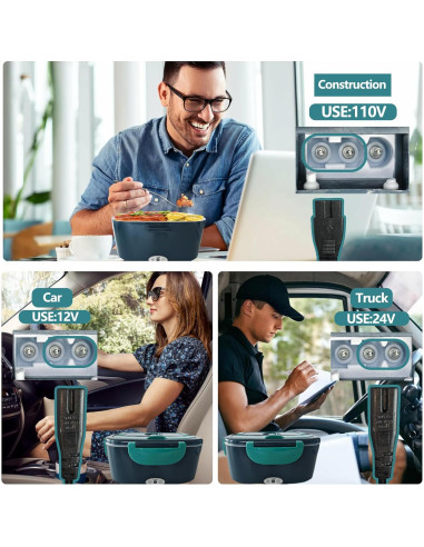 Caja de Almuerzo Eléctrica XSWPL 1.5L Verde Calentador 110/12V