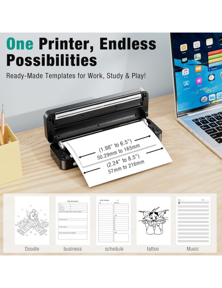 Impresora Portátil Inalámbrica PEDOOLO A40, 0.91 kg, Papel Térmico