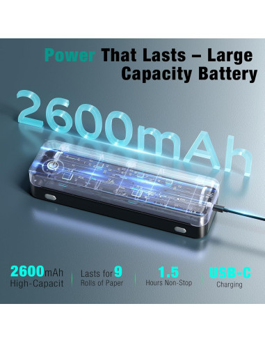 Impresora Portátil Inalámbrica PEDOOLO A40, 0.91 kg, Papel Térmico