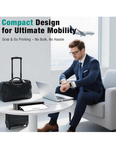 Impresora Portátil Inalámbrica PEDOOLO A40, 0.91 kg, Papel Térmico