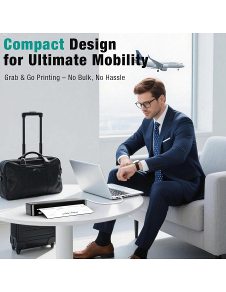 Impresora Portátil Inalámbrica PEDOOLO A40, 0.91 kg, Papel Térmico