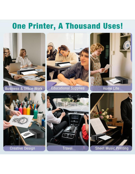 Impresora Portátil Inalámbrica PEDOOLO A40, 0.91 kg, Papel Térmico