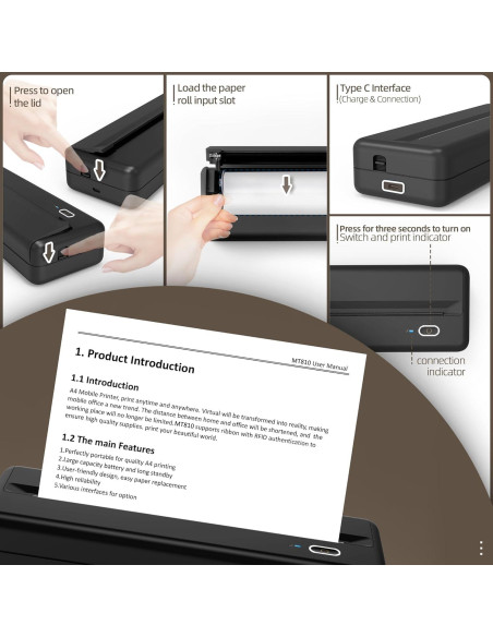 Impresora Inalámbrica Sin Tinta HPRT MT810 para Oficina y Viajes