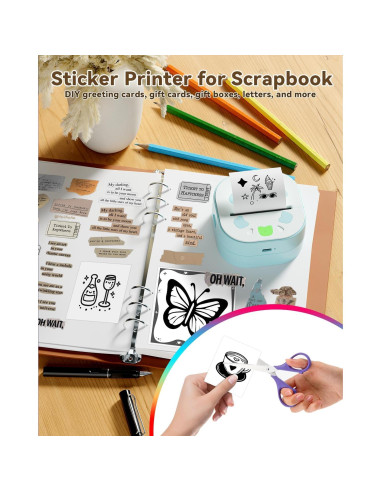 Impresora de Stickers D21 NDYIN Portátil Bluetooth con 3 Rollos