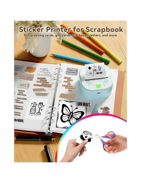 Impresora de Stickers D21 NDYIN Portátil Bluetooth con 3 Rollos