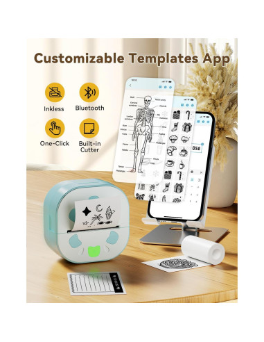 Impresora de Stickers D21 NDYIN Portátil Bluetooth con 3 Rollos