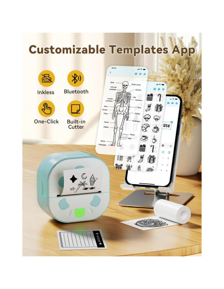 Impresora de Stickers D21 NDYIN Portátil Bluetooth con 3 Rollos