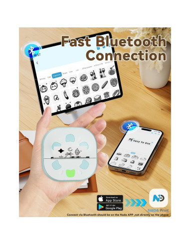Impresora de Stickers D21 NDYIN Portátil Bluetooth con 3 Rollos