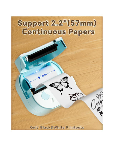 Impresora de Stickers D21 NDYIN Portátil Bluetooth con 3 Rollos