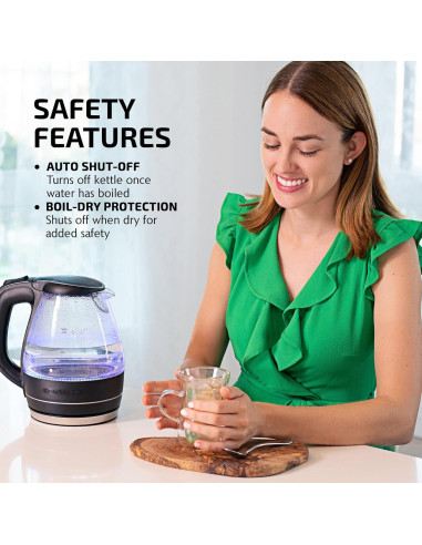 Hervidor Eléctrico OVENTE KG83B 1.5L Vidrio Borosilicato Negro