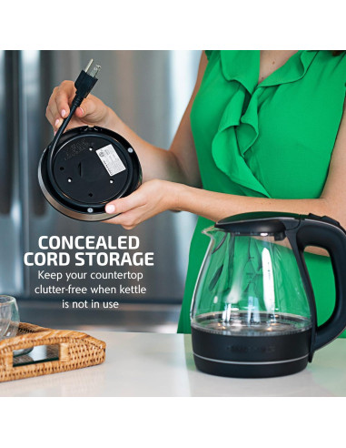 Hervidor Eléctrico OVENTE KG83B 1.5L Vidrio Borosilicato Negro