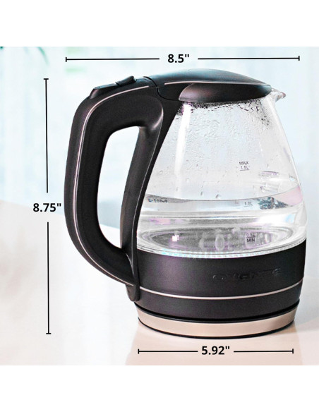 Hervidor Eléctrico OVENTE KG83B 1.5L Vidrio Borosilicato Negro