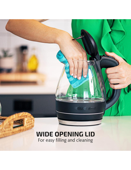 Hervidor Eléctrico OVENTE KG83B 1.5L Vidrio Borosilicato Negro