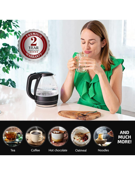 Hervidor Eléctrico OVENTE KG83B 1.5L Vidrio Borosilicato Negro