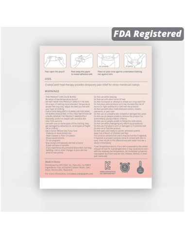 5 Parches CrampCareH Calor Alivio Calambres Menstruales