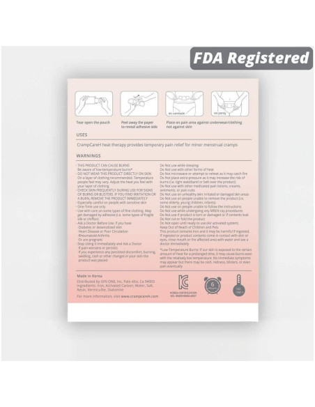 5 Parches CrampCareH Calor Alivio Calambres Menstruales