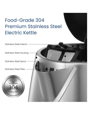 Hervidor Eléctrico COMFEE 1.7L Acero Inoxidable 1500W