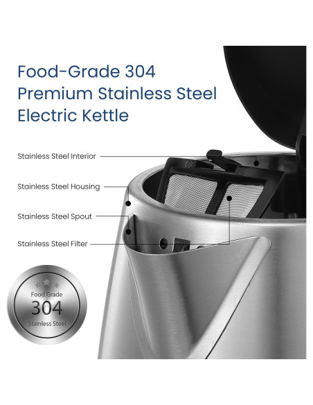 Hervidor Eléctrico COMFEE 1.7L Acero Inoxidable 1500W