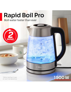 Hervidor Eléctrico Mueller MKX-777 1.8L Vidrio y Acero Inoxidable 2