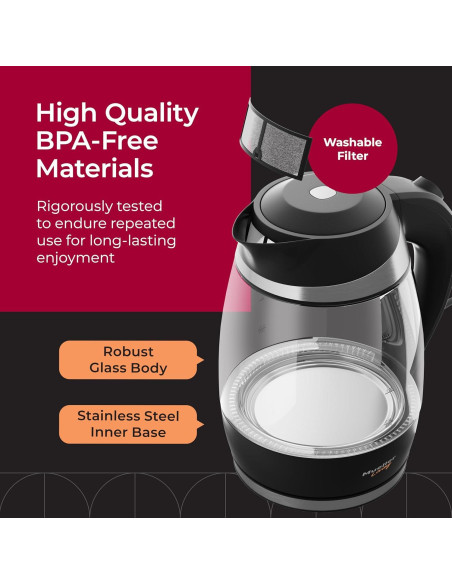 Hervidor Eléctrico Mueller M99S 1.8L Vidrio Borosilicato 1500W