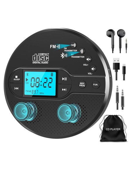 Reproductor de CD portátil Sunoony CD-35 con Bluetooth 5.1 y FM
