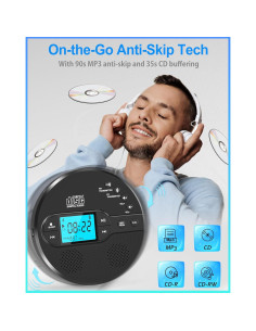 Reproductor de CD portátil Sunoony CD-35 con Bluetooth 5.1 y FM 2