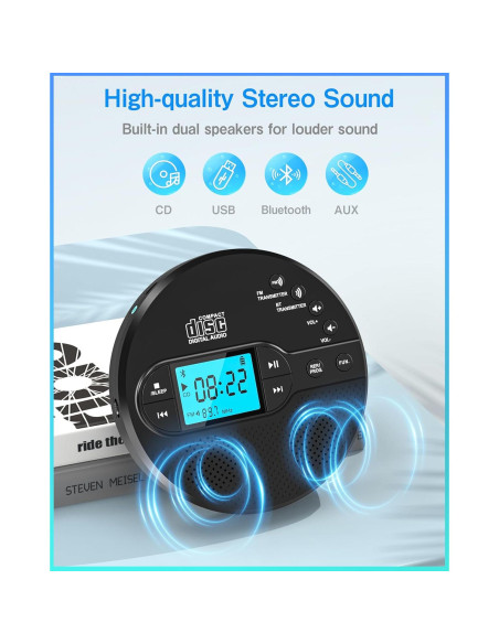 Reproductor de CD portátil Sunoony CD-35 con Bluetooth 5.1 y FM