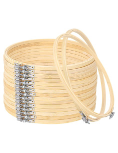 17 Aros de Bordado Ajustables IHDYPPEW 25.4 cm Bambú