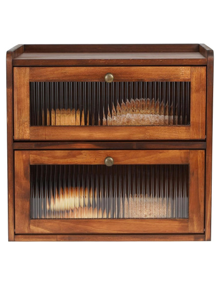 Caja de Pan de Madera Sunhoo 2 Capas 36.6x23.9x34cm Marrón