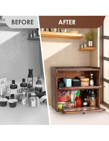 Caja de Pan de Madera Sunhoo 2 Capas 36.6x23.9x34cm Marrón