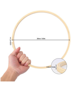 17 Aros de Bordado Ajustables IHDYPPEW 25.4 cm Bambú 2