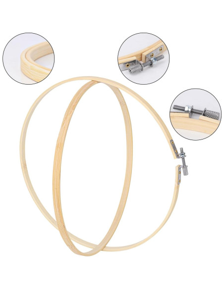 17 Aros de Bordado Ajustables IHDYPPEW 25.4 cm Bambú
