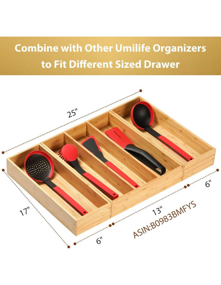 Organizador de Utensilios de Cocina Umilife - Juego de 2, 43x15x6.4cm