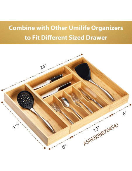 Organizador de Utensilios de Cocina Umilife - Juego de 2, 43x15x6.4cm