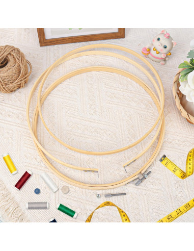 17 Aros de Bordado Ajustables IHDYPPEW 25.4 cm Bambú