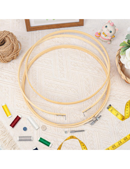 17 Aros de Bordado Ajustables IHDYPPEW 25.4 cm Bambú