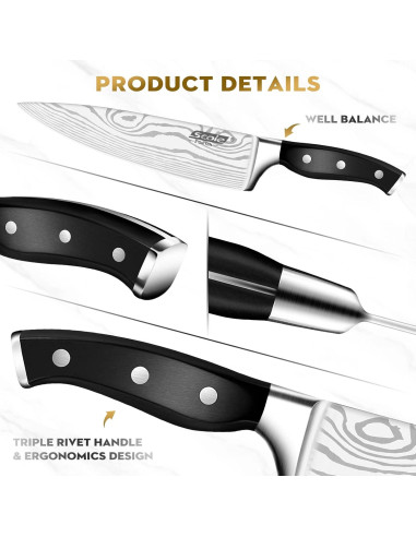 Set de Cuchillos de Chef 7 Piezas SCOLE Acero Inoxidable