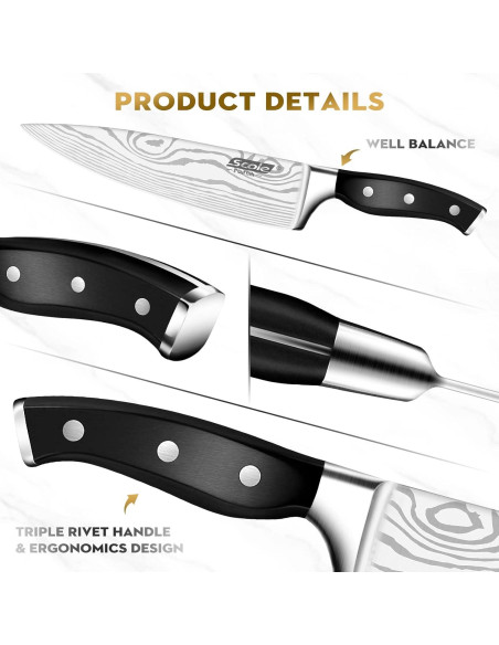 Set de Cuchillos de Chef 7 Piezas SCOLE Acero Inoxidable