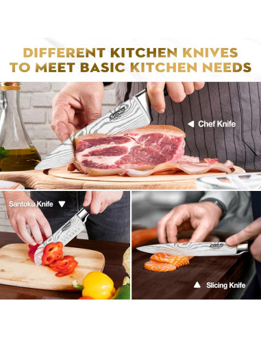 Set de Cuchillos de Chef 7 Piezas SCOLE Acero Inoxidable